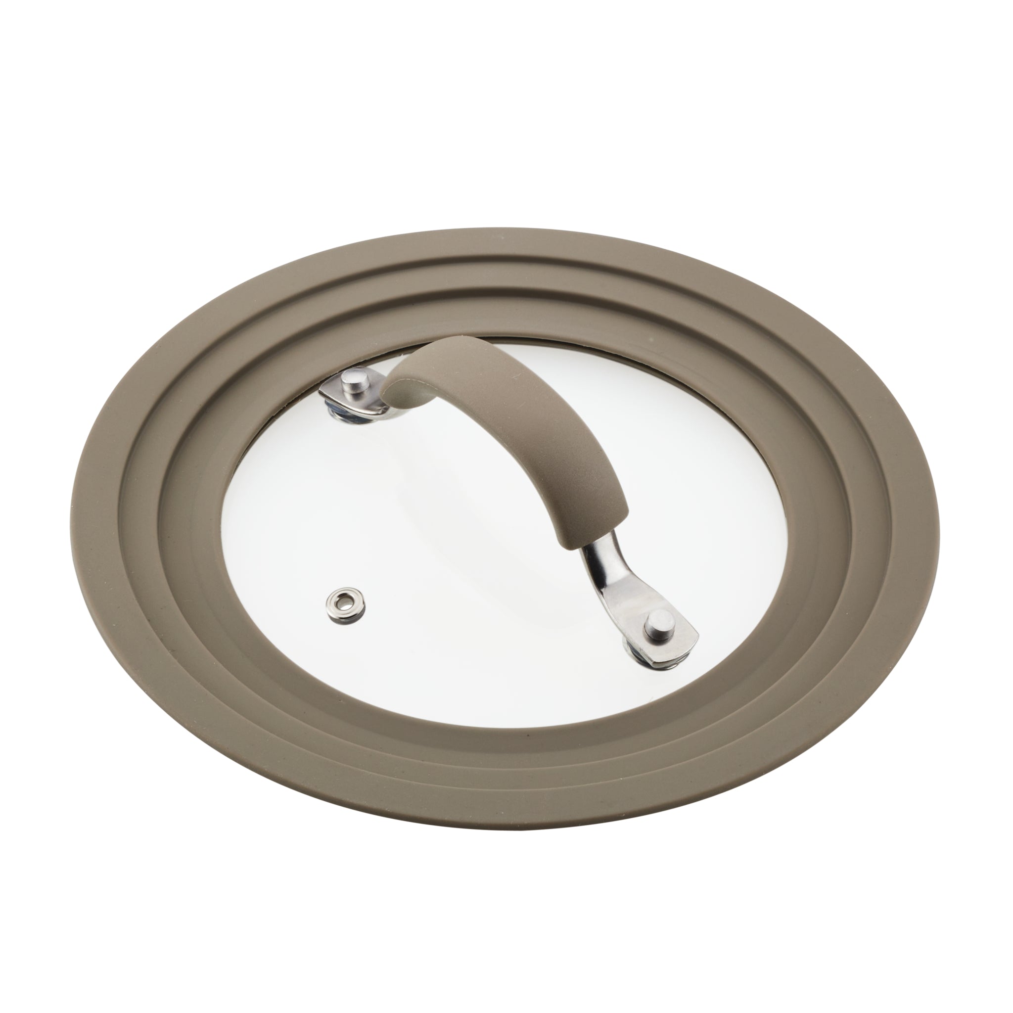 Small Universal Silicone-Rimmed Glass Lid. 6-8.5
